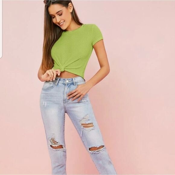 ๐ฅ$1 Bundled Newย Waffle Knit Cropped Top sz.โXS - Picture 2 of 6